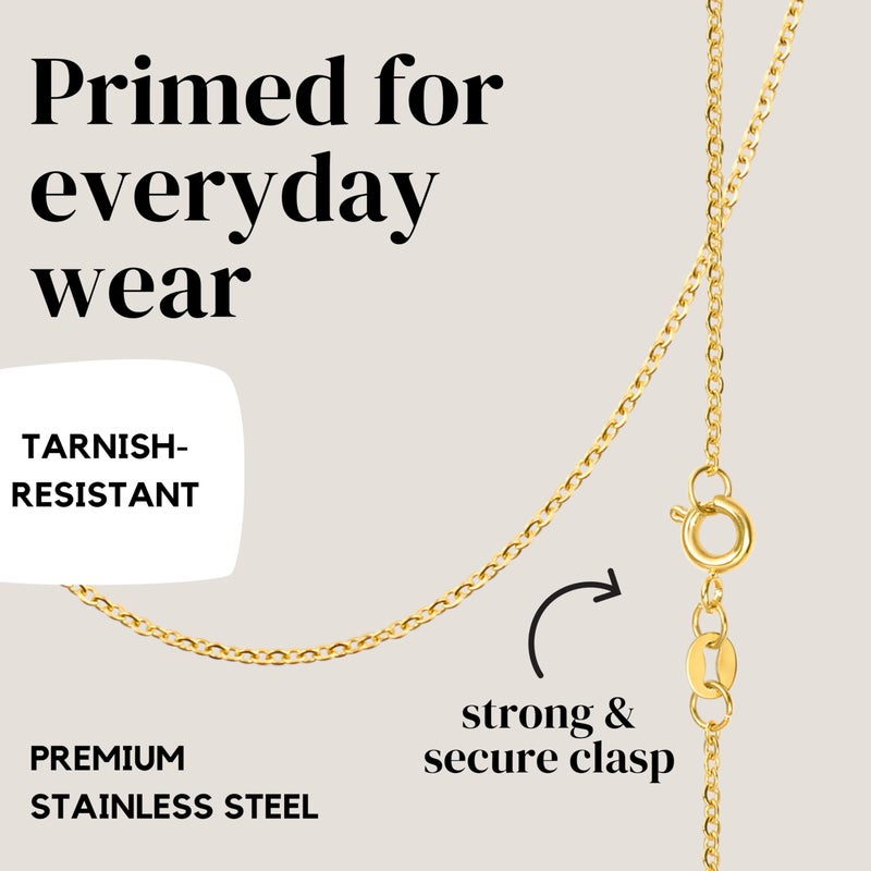 KISPER 24k Gold Cable Link Chain Necklace â€“ Thin, Dainty, Gold Plated Stainless Steel Jewelry for Women & Men with Spring Ring Clasp, 20â€ - Image 4
